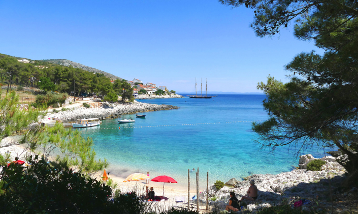 Gostionica Mala Milna Hvar Croatia Restaurant Beach Meer Adriatc Mediteran Adria Beach Pinien Boot